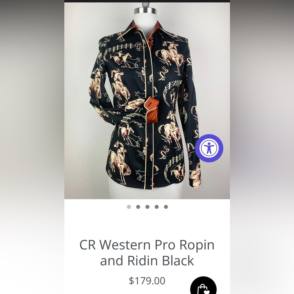 CR Ranchwear XL Black Multi Pro Western Show NFR